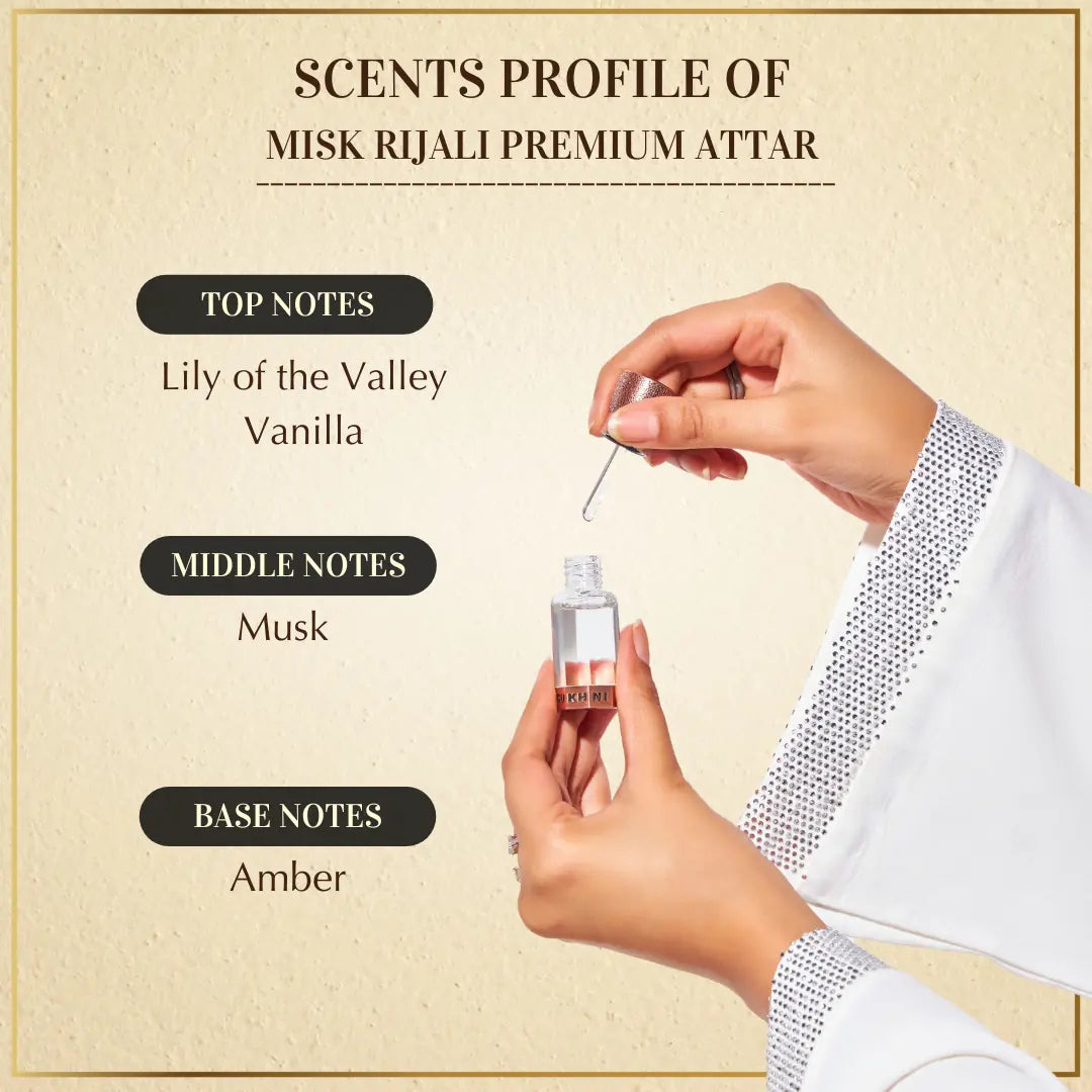 6ml Misk Rijali Premium Attar Musk Based Attar Lily Of Valley Vanilla Musk Amber Perfume CA