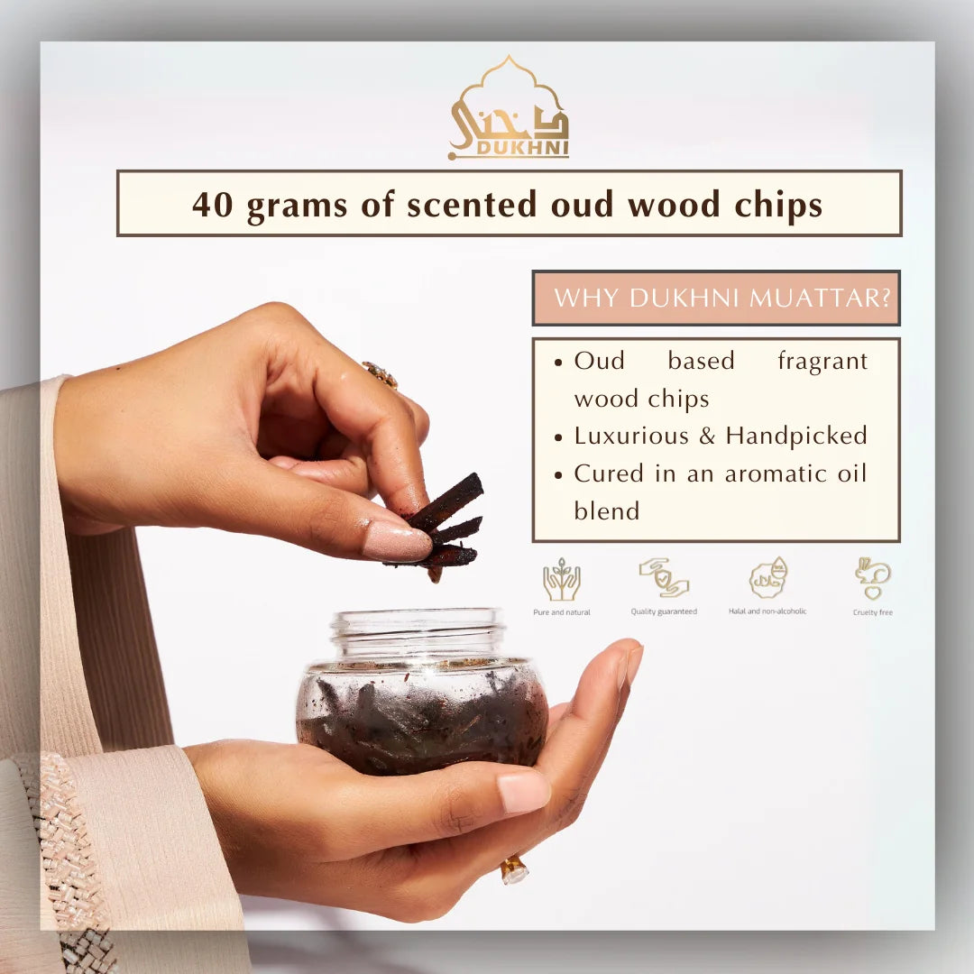 Oud Based Fragrant Woodchips Luxurious Handcrafted Muattar Bakhoor Aromatic Oil Blend CA