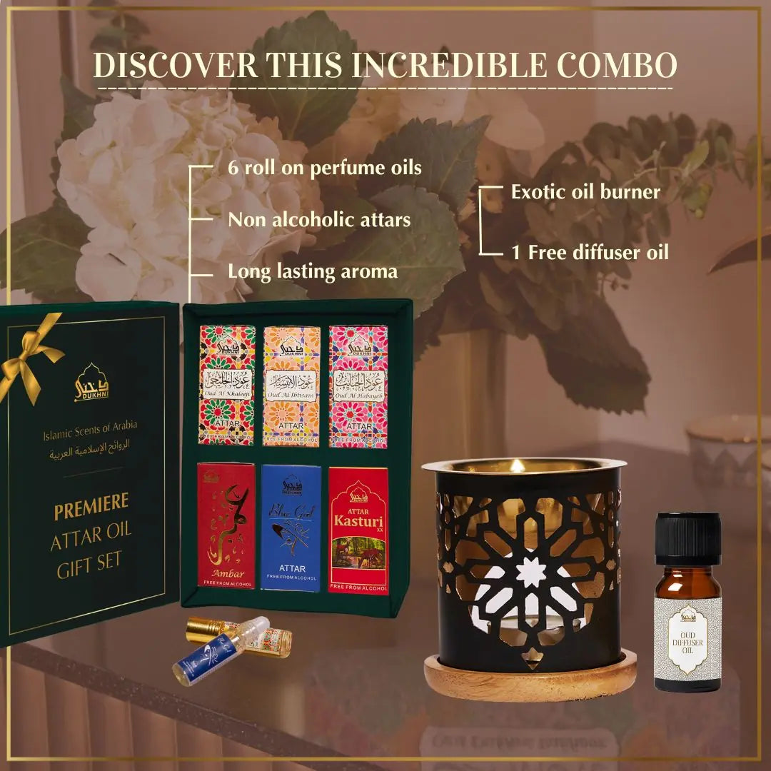 6 6ml Non Alcoholic Arabic Roll On Perfume Oils And Exotic Diffuser Oil Burner With Free Arabic Oud Oil CA