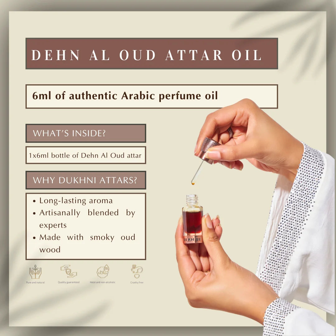6ml Dehn Al Oud Attar Oil Non Alcoholic Arabic Attar Oil By Dukhni Blended By Experts Smokey Oud Perfume CA