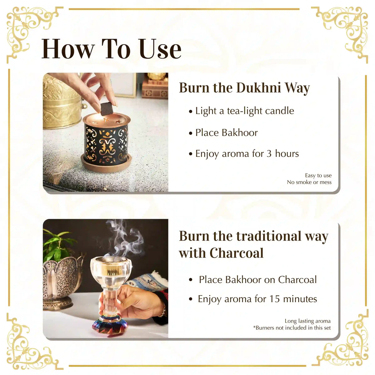 Easy to use mess free bakhoor for home gifting