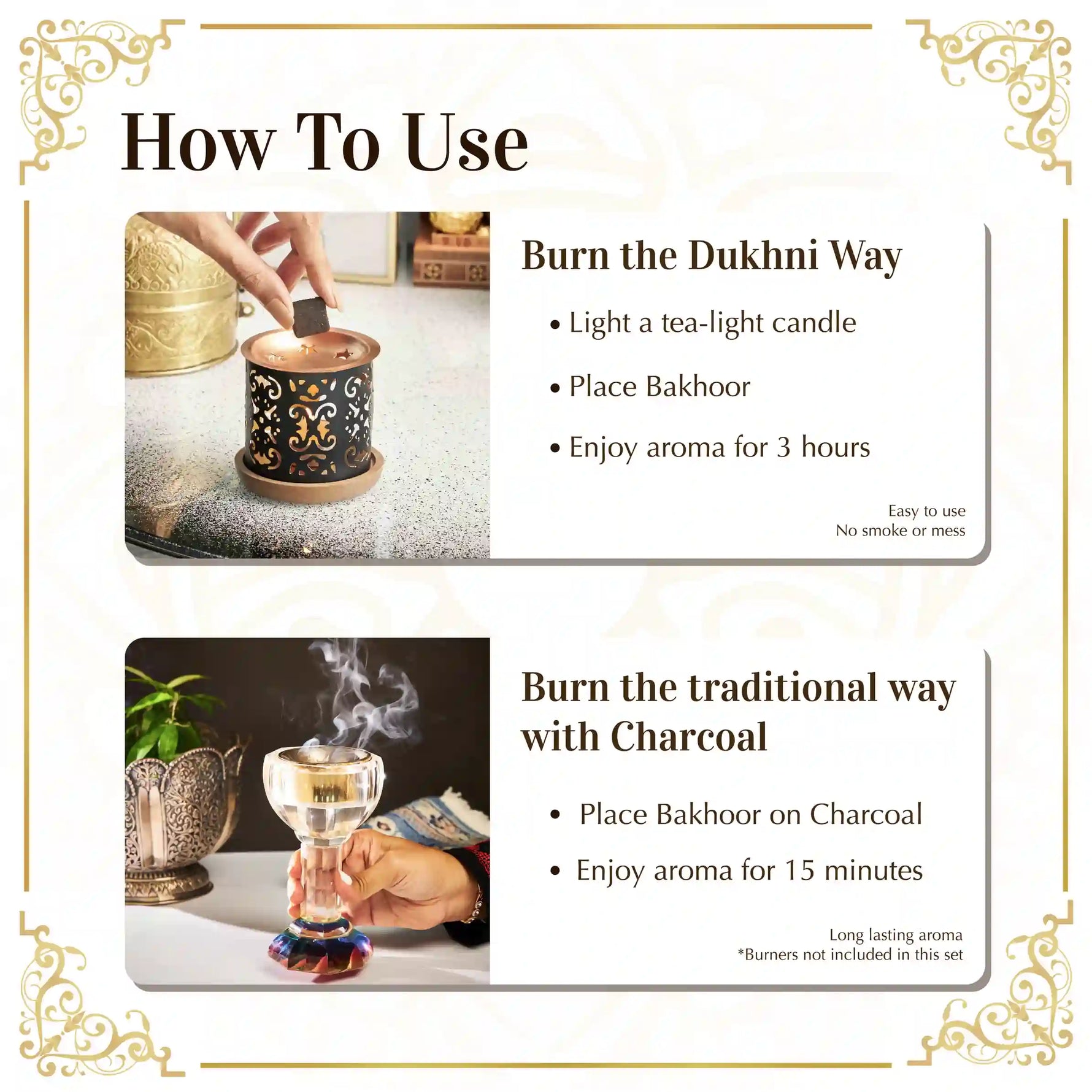 Easy to use mess free bakhoor for home gifting