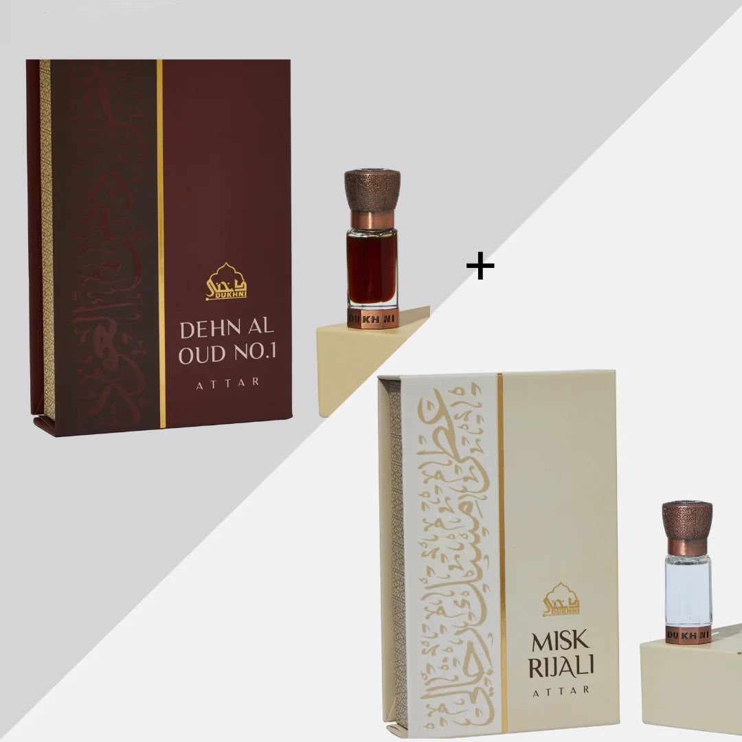 Dukhni Dehn Al Oud And Misk Rijali Attar Oil Non Alcoholic Arabic Attar Combo CA