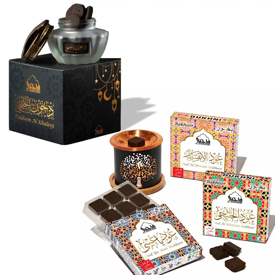 dukhni dukhoon al khaleeji bakhoor and oud ya aini, khaleeji, ibtisam bakhoor combo