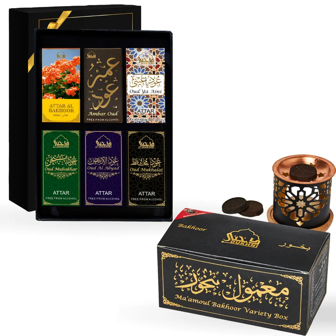 Ma'amoul Bakhoor Variety Box with Burner + Ma'amoul Attar Oil Set