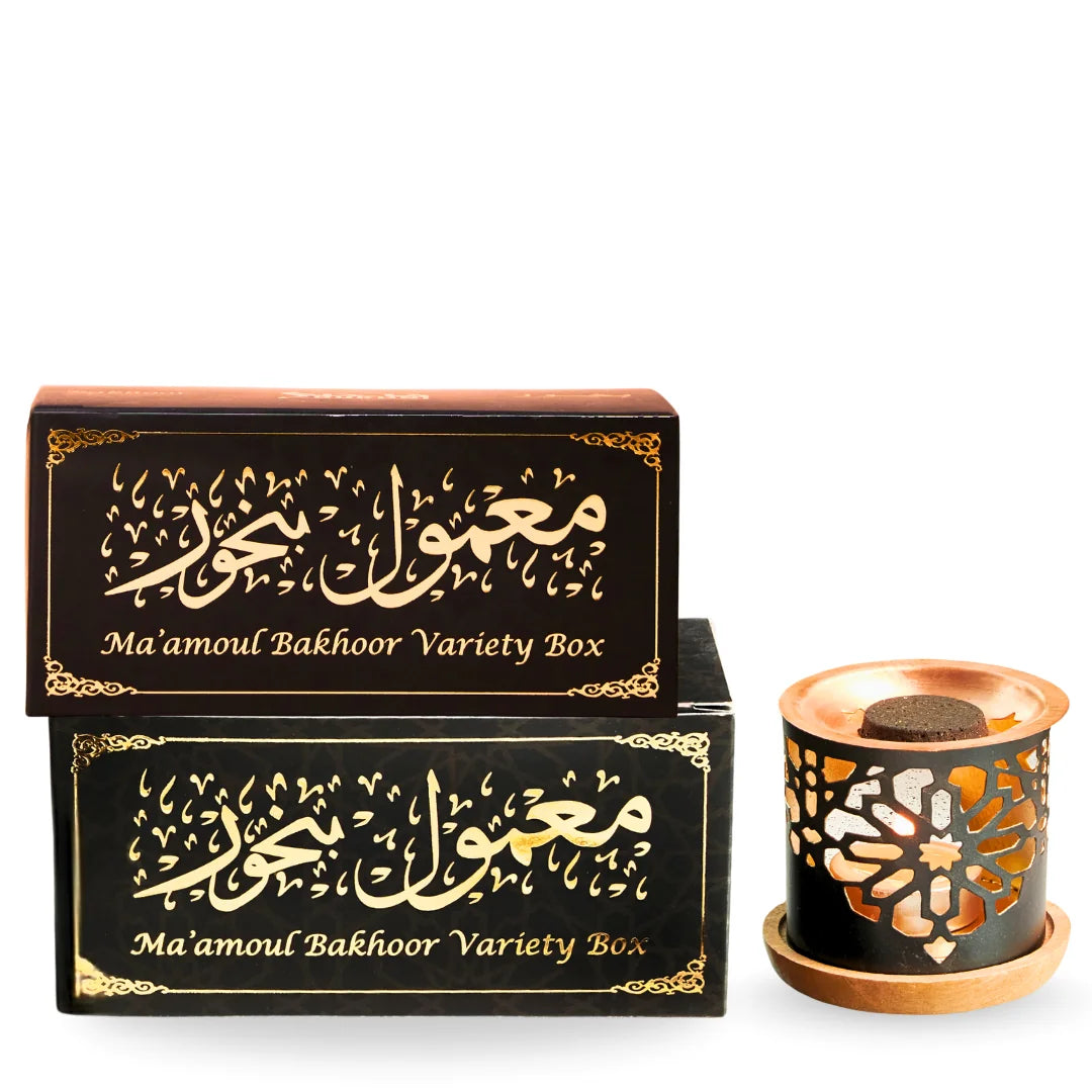 Dukhni Maamoul Bakhoor Variety Box With Burner And Maamoul Bakhoor Variety Box Refill Pack Combo Perfect Gift 