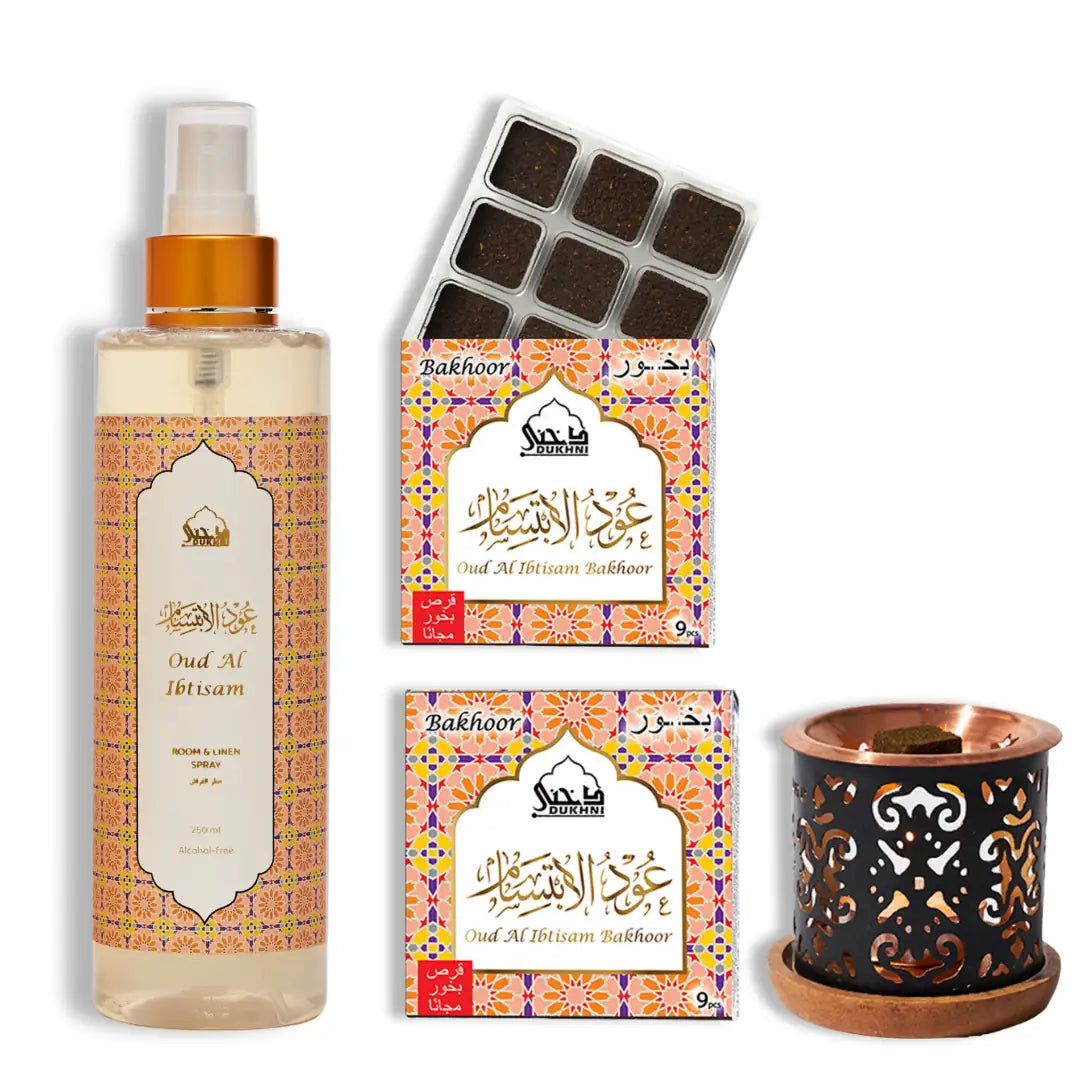 Oud Al Ibtisam Bakhoor With Burner + Oud Al Ibtisam Mist