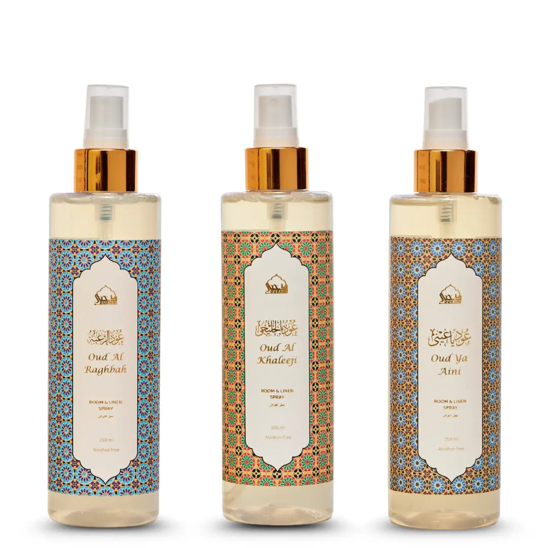 oud al raghbah, khaleeji and aini room and linen spray