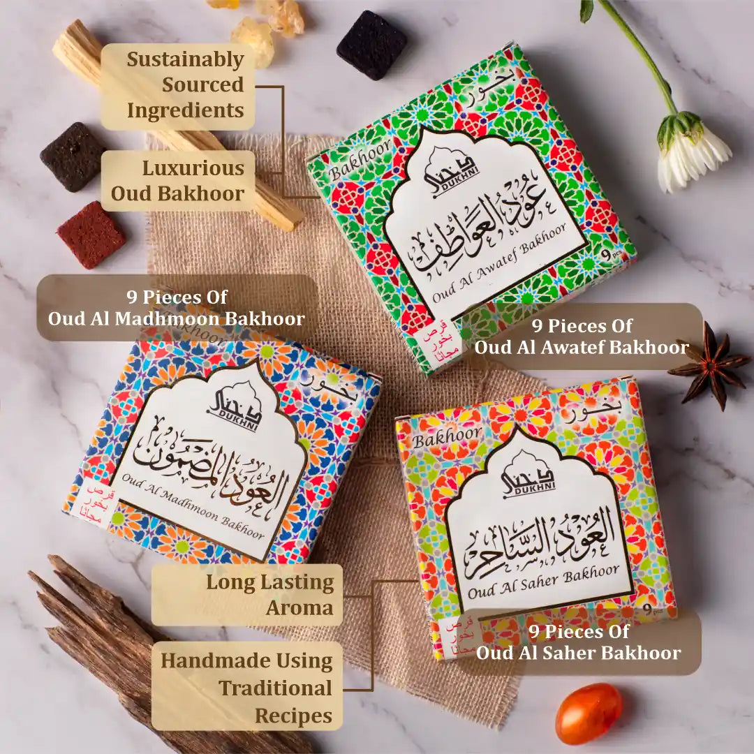 Oud bakhoor features long lasting incense