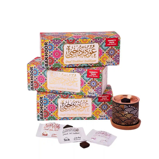 Dukhni Oud Bakhoor Variety Box With Burner Pack Of 3 CA