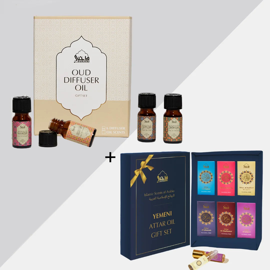 Dukhni Oud Diffuser Oil Gift Set For Home Office Yemeni Attar Oil Set Combo Eid Gift CA