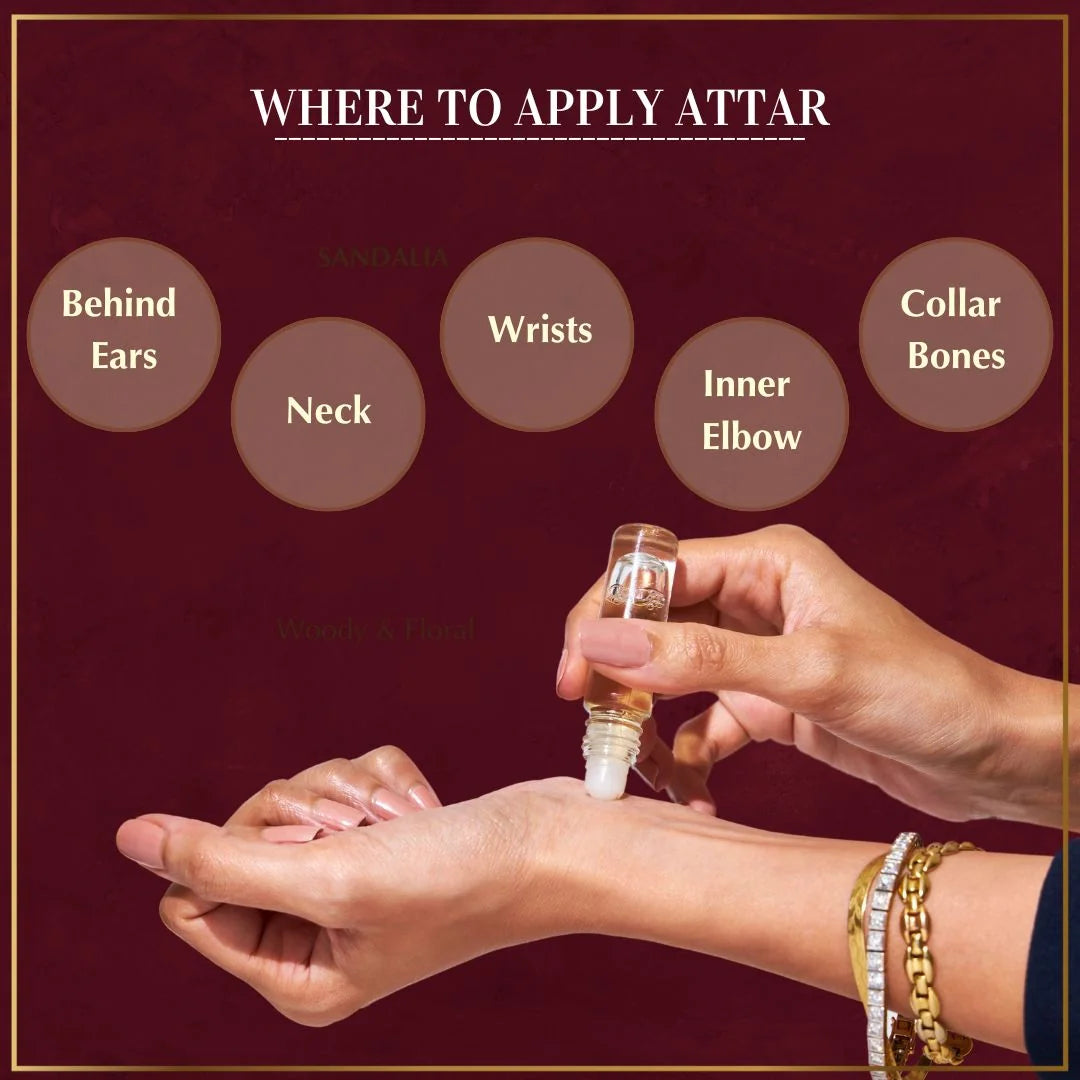Dukhni Sandalwood Attar Set Apply On Wrist Neck Inner Elbow Collar Bone For Long Lasting Fragrance CA