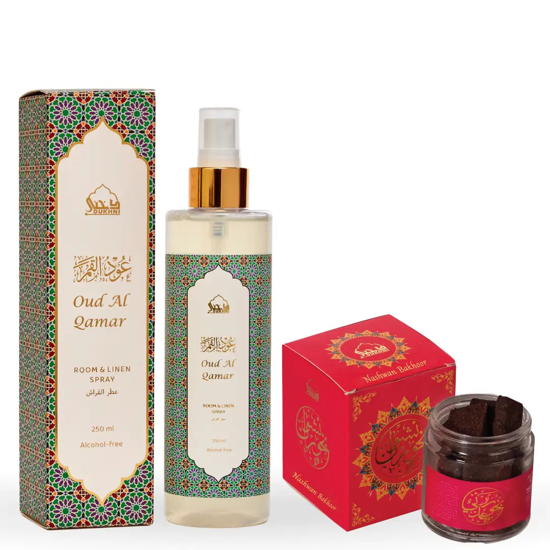 oud al qamar mist spray and bakhoor nashwan arabic bakhoor incense