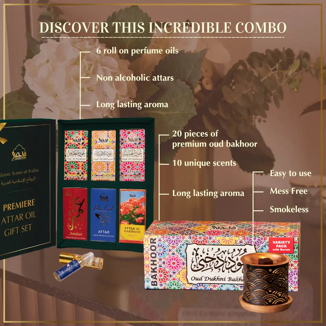 Get 10 Oud Bakhoor Scents With Smokeless Burner And 6 6ml Premium Non Alcoholic Roll On Perfume Oils CA