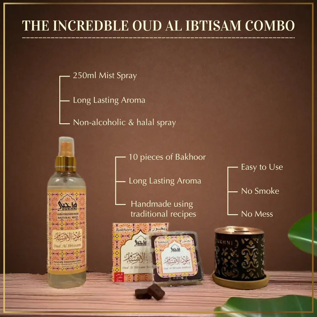 Get 20 Oud Bakhoor Pieces With Smokeless Burner And 250ml Mist Spray In This Combo CA