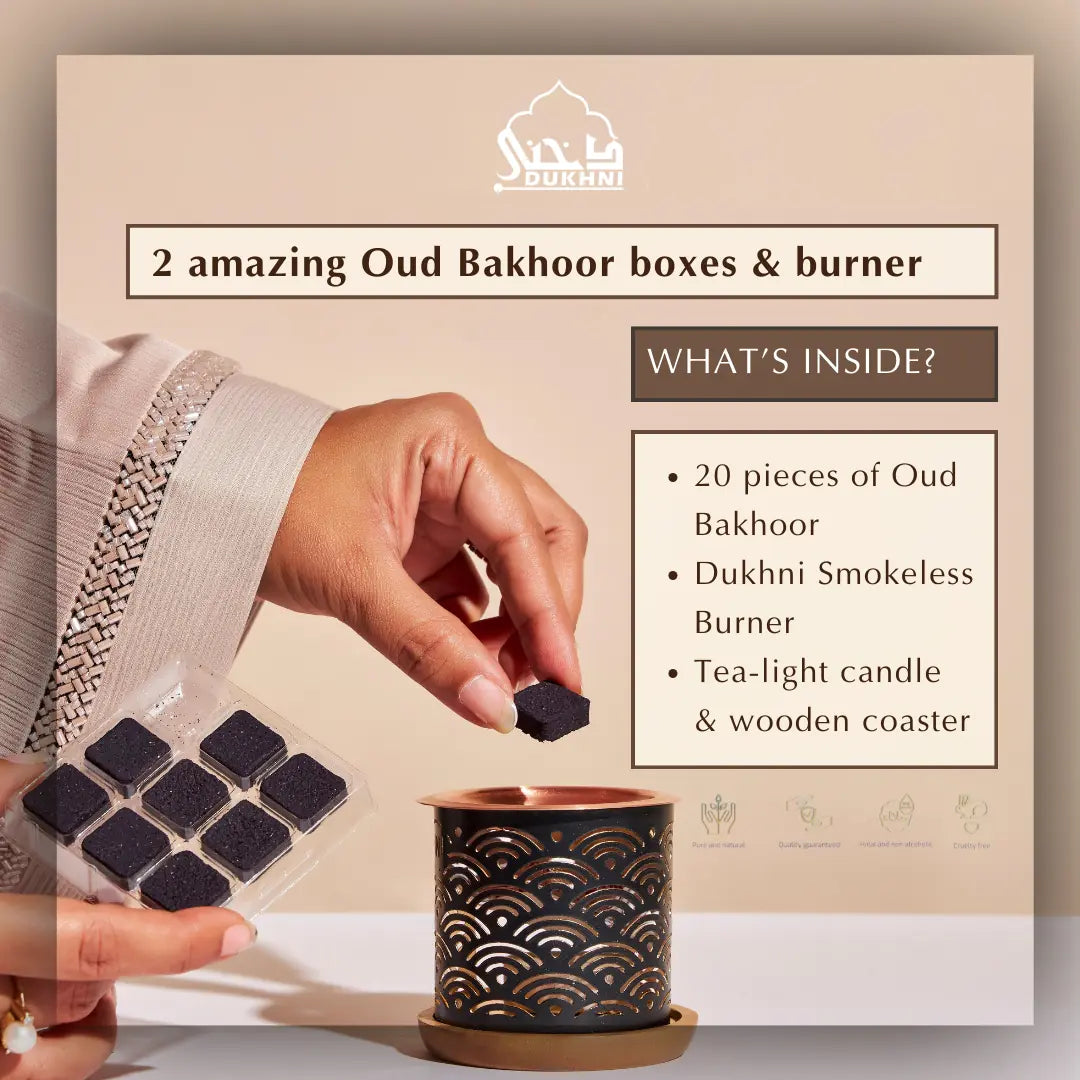 Get 20 Oud Bakhoor Pieces With Smokeless Burner Authentic Arabic Scents Non Toxic Mess Free Vegan Incense CA