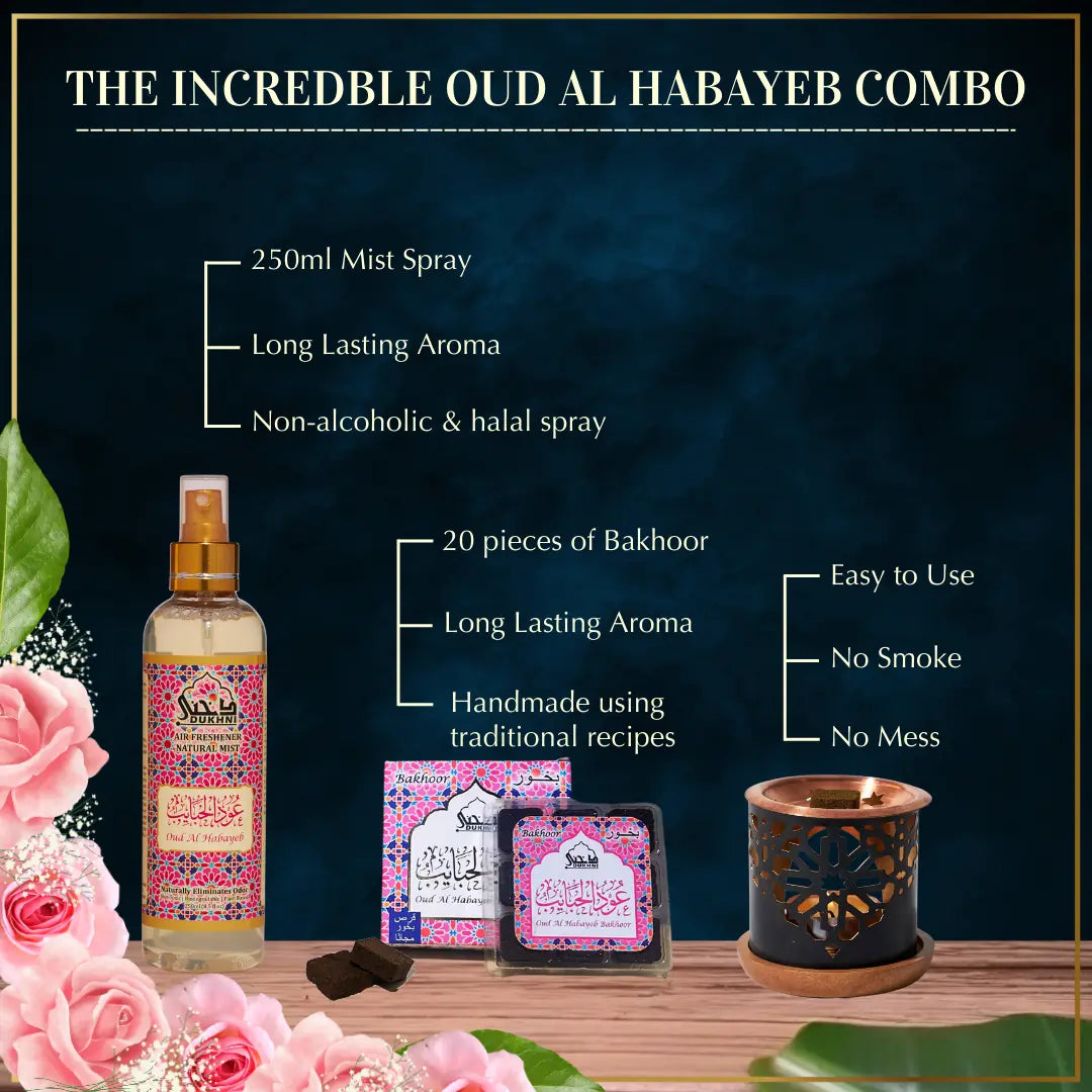 Get 20 Oud Habayeb Bakhoor Pieces With Smokeless Mess Free Burner And 250ml Mist Spray In This Combo CA