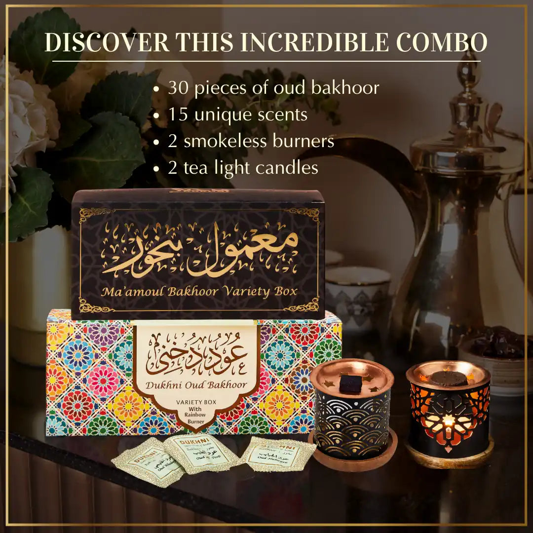 Get 30 Pieces Of Bakhoor 15 Scents With Smokeless Burners Authentic Arabic Incense Luxurious Premium Scents UK