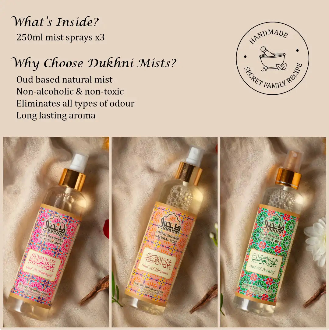 Get 3 250ml Mist Sprays Oud Based Mist Natural Oud Room Freshner For Sofa Bed Linen Long Lasting Scent CA