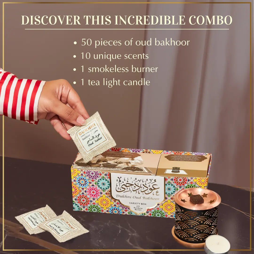 Oud Bakhoor Variety Box with Burner & Refill Set| Combo Pack
