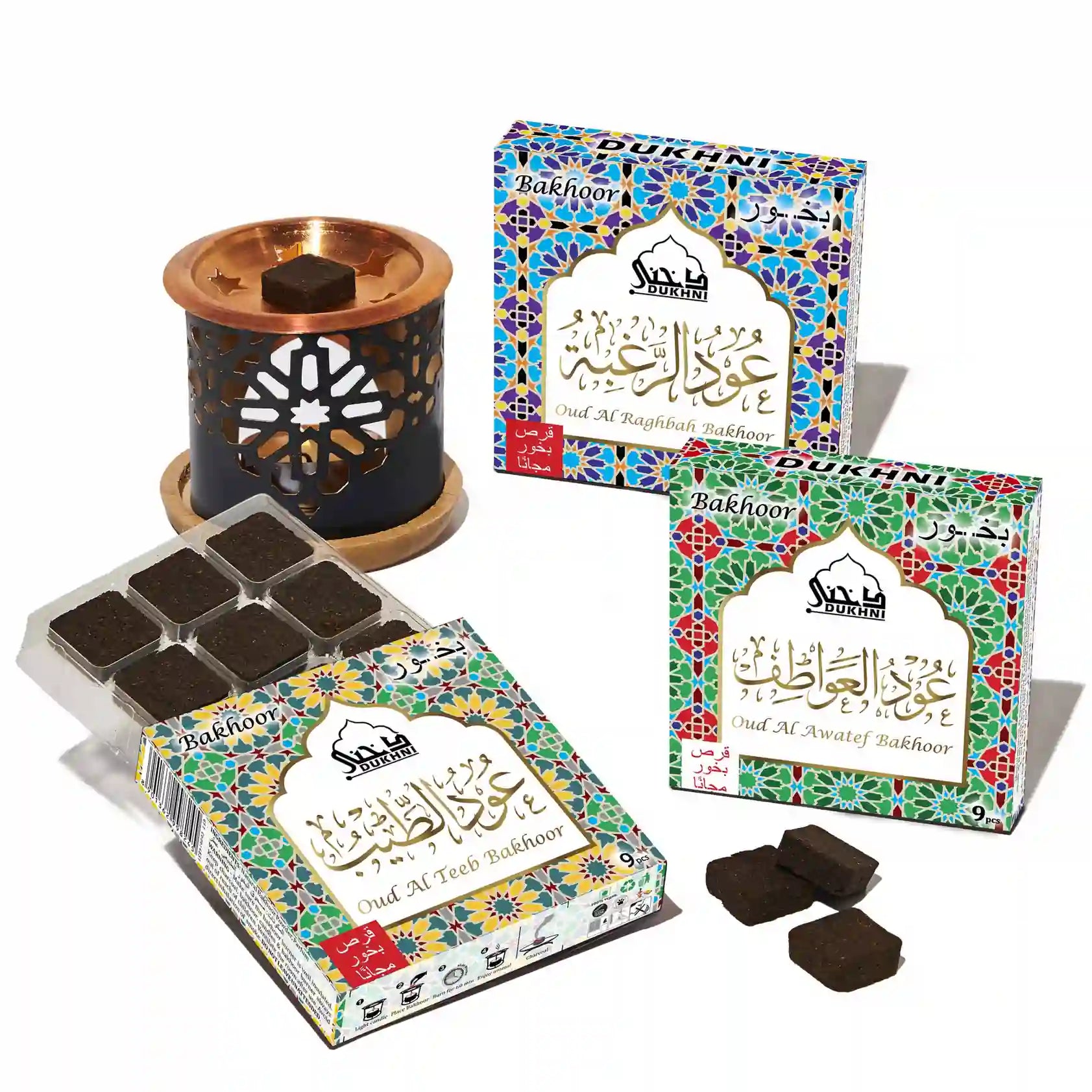 Bakhor 3 assorted trays for home fragrance