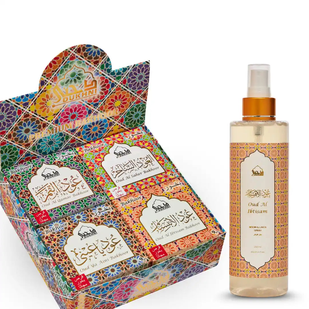 Oud Bakhoor Collection Set And Oud Al Ibtisam Room And Linen Spray Combo