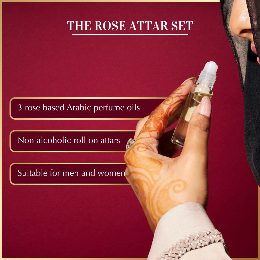 Rose Attar Oil Set | Gifting set with Arabic roll on perfumes