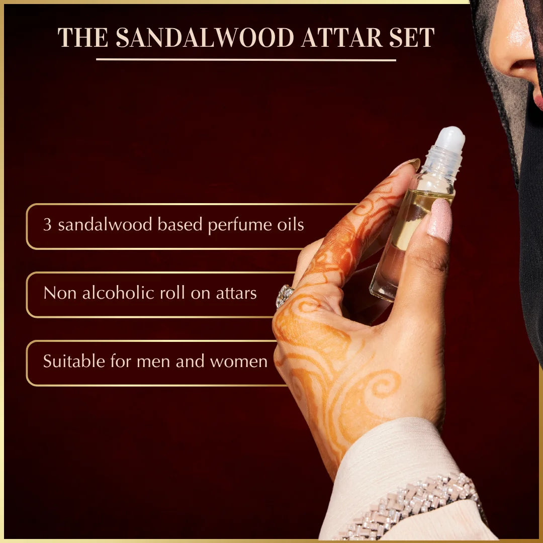 Sandalwood Attar Oil Set | Arabic roll on perfume Gift set