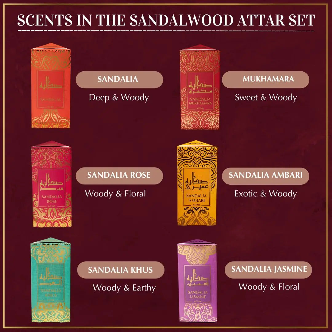 Scent Description Floral Earthy Woody Scents In Dukhni Sandalwood Attar Set Perfect Gift For Eid CA