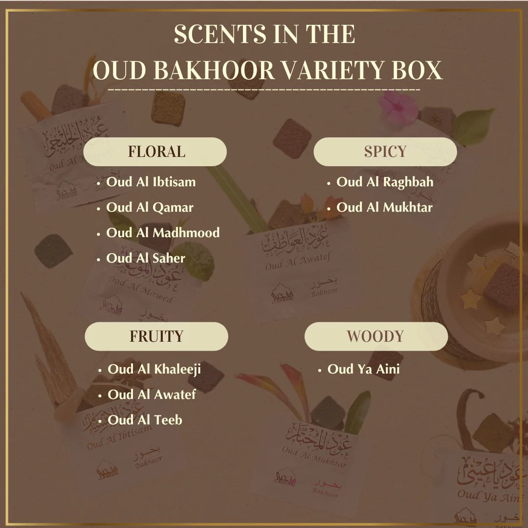 Scent Description Floral Spicy Fruity Woody Scents In Dukhni Oud Bakhoor Variety Box Perfect Gift For Eid CA